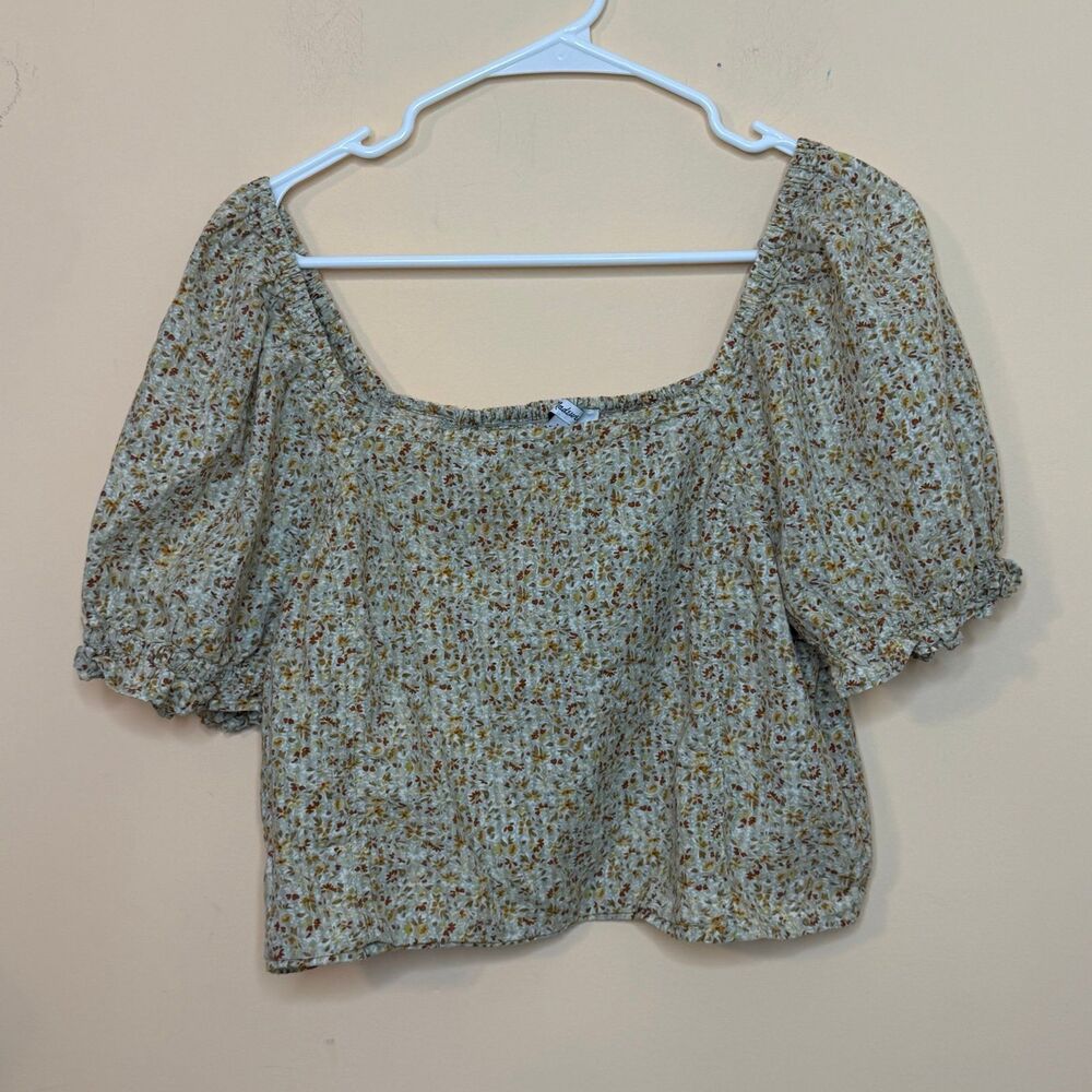 MADEWELL large Hopewell Puff-Sleeve Crop Top in Cottage Garden Floral Peasant - Picture 2 of 5